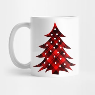 Rustic Plaid Christmas Tree Red Black Tartan Mug